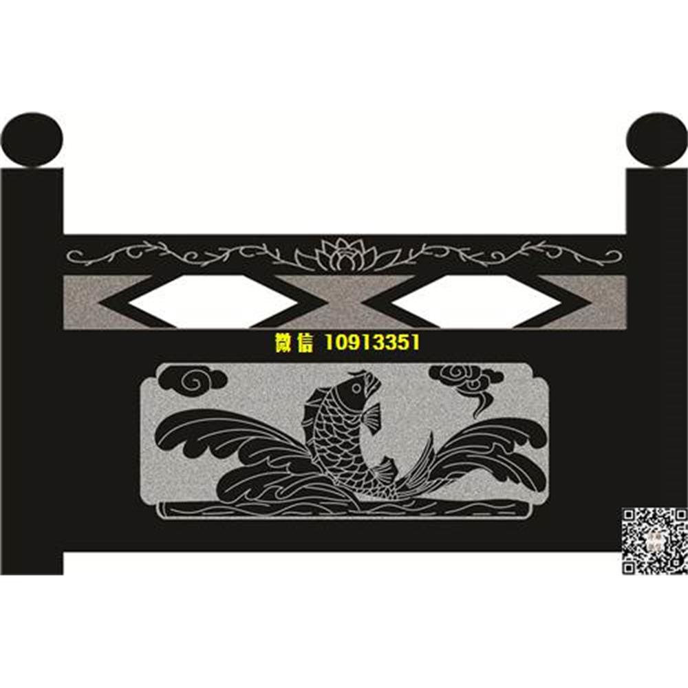 精雕图33荷花鱼祥云栏板精雕图线雕图线条图单线铣底图_电脑雕刻plt文泰矢量图精雕图浮雕图